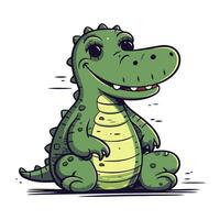 süß Krokodil Karikatur Vektor Illustration isoliert auf ein Weiß Hintergrund.