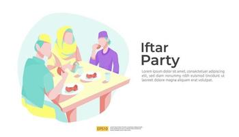 muslimsk familjemiddag på iftar ramadan kareem eller firar eid vektor