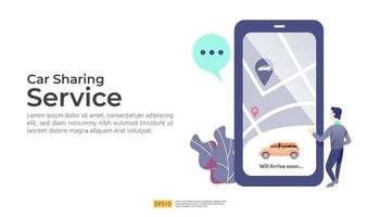 Online-Taxi oder Miete Transport. Carsharing-Dienst vektor