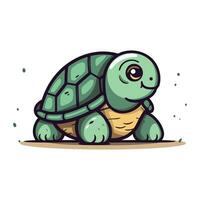 tecknad serie sköldpadda. vektor illustration av en söt tecknad serie sköldpadda.
