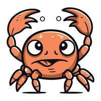söt tecknad serie krabba karaktär. vektor illustration av en rolig krabba.