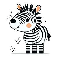 süß Zebra isoliert auf Weiß Hintergrund. Vektor Karikatur Illustration.