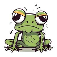 Frosch. Vektor Illustration von ein Karikatur Frosch mit groß Augen.