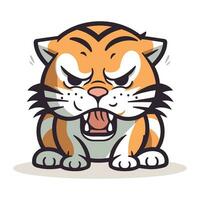 wütend Tiger Gesicht Karikatur Vektor Symbol Illustration