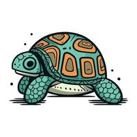 söt hand dragen sköldpadda isolerat på vit bakgrund. vektor illustration.