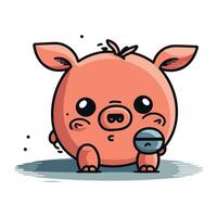 Schweinchen Vektor Illustration. süß Schweinchen mit ein Mikrofon.