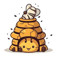 Vektor Illustration von ein süß Karikatur Honig Biene im ein Schornstein.