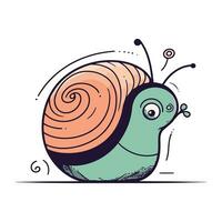 süß Karikatur Schnecke auf Weiß Hintergrund. Vektor Illustration im Gekritzel Stil.