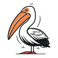 Pelikan Symbol isoliert auf Weiß Hintergrund. Karikatur Pelikan Vektor Illustration.