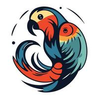 papegoja logotyp. vektor illustration av en papegoja med vingar på en vit bakgrund.