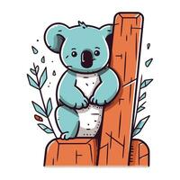 süß Koala Sitzung auf ein Protokoll. Vektor Illustration im Karikatur Stil.