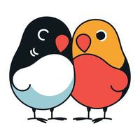 söt tecknad serie par av fåglar i kärlek. hand dragen vektor illustration.
