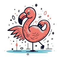 Flamingo Vektor Illustration. Hand gezeichnet Gekritzel Flamingo.