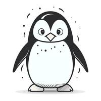süß Pinguin Karikatur. schwarz und Weiß Vektor Illustration isoliert auf Weiß Hintergrund.