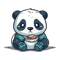 süß Karikatur Panda mit ein Tasse von Tee. Vektor Illustration.