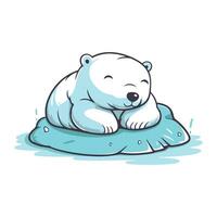 Polar- Bär Schlafen auf ein Eis Scholle. Vektor Illustration.