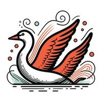 fliegend Schwan im das Wasser. Vektor Illustration von ein Schwan.