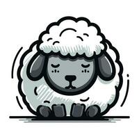 Vektor Illustration von ein süß Schaf isoliert auf Weiß Hintergrund. süß Karikatur Schaf.