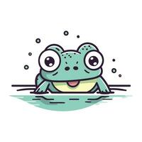 Frosch Karikatur Vektor Illustration. süß wenig Frosch mit groß Augen.