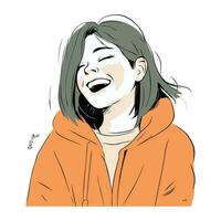 Vektor Illustration von ein Mädchen im ein Orange Kapuzenpullover auf ein Weiß Hintergrund