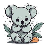 söt koala Sammanträde med mandarin. vektor illustration.
