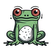 Frosch mit ein Ball. Vektor Illustration von ein Karikatur Frosch.