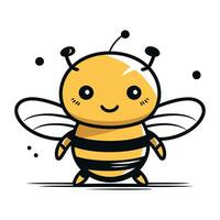 süß Karikatur Biene isoliert auf ein Weiß Hintergrund. Vektor Illustration.