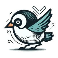 vektor illustration av en söt liten fågel med vingar och en kolla upp mark