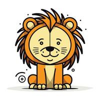 söt lejon tecknad serie vektor illustration. söt vild djur- karaktär i platt stil.
