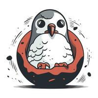 Pinguin im das Ei. Vektor Illustration von ein Karikatur Charakter.