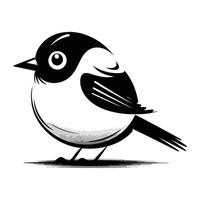 svart och vit vektor illustration av en söt fågel på en vit bakgrund