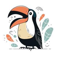 söt hand dragen toucan i klotter stil. vektor illustration.