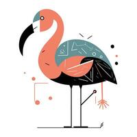Flamingo Vektor Illustration. Flamingo eben Stil Design.
