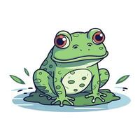 Frosch auf das Wasser. Vektor Illustration von ein süß Karikatur Frosch.