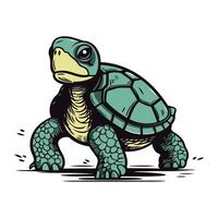 sköldpadda vektor illustration. hand dragen tecknad serie stil. vektor illustration.