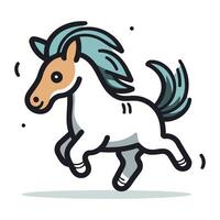 häst löpning. vektor illustration. söt tecknad serie häst löpning.