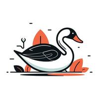 Vektor Illustration von ein Schwan Schwimmen im das See. Linie Kunst Stil.