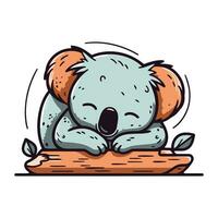 süß Karikatur Koala Schlafen auf ein Protokoll. Vektor Illustration.