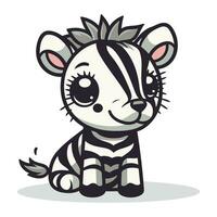 zebra tecknad serie karaktär. vektor illustration av en söt zebra.