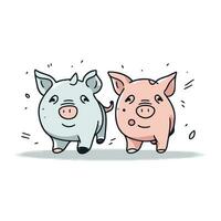 Schweinchen Bank und Schweinchen Bank. Vektor Illustration.