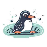 süß Pinguin im Wasser. Vektor Illustration im Karikatur Stil.