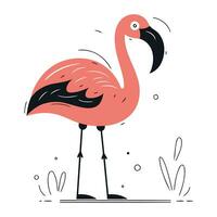 Flamingo. Hand gezeichnet Vektor Illustration im eben Karikatur Stil.