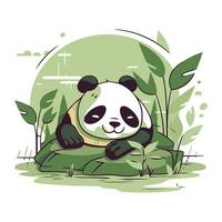 süß Panda Sitzung auf das Felsen. Vektor Karikatur Illustration.