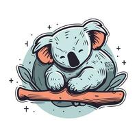 süß Koala Sitzung auf ein Protokoll. Vektor Illustration im Karikatur Stil.