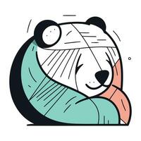 söt tecknad serie panda sovande. vektor illustration i klotter stil.