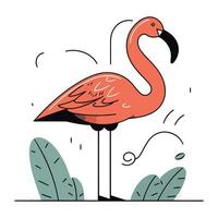 Flamingo. Hand gezeichnet Vektor Illustration im eben Karikatur Stil.