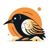 Vektor Illustration von ein Krähe auf ein Hintergrund von ein Orange Kreis.
