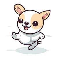 süß Karikatur Chihuahua Laufen auf Eis. Vektor Illustration.