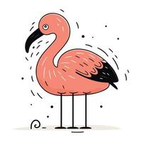 Flamingo. Hand gezeichnet Vektor Illustration im Gekritzel Stil.