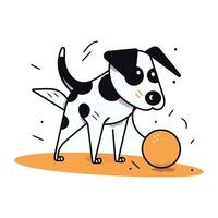 süß Hund spielen mit Ball. Vektor Illustration im Karikatur Stil.